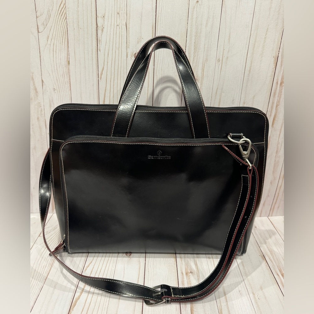 Samsonite Messenger Shoulder Bag Briefcase Black Multi Pockets Executive